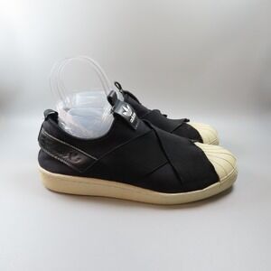 Adidas Superstar Shoes Womens 8 Core Slip On Casual Black Shell Toe Sneakers